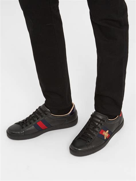 black gucci ace outfit|ace leather Gucci sneakers.